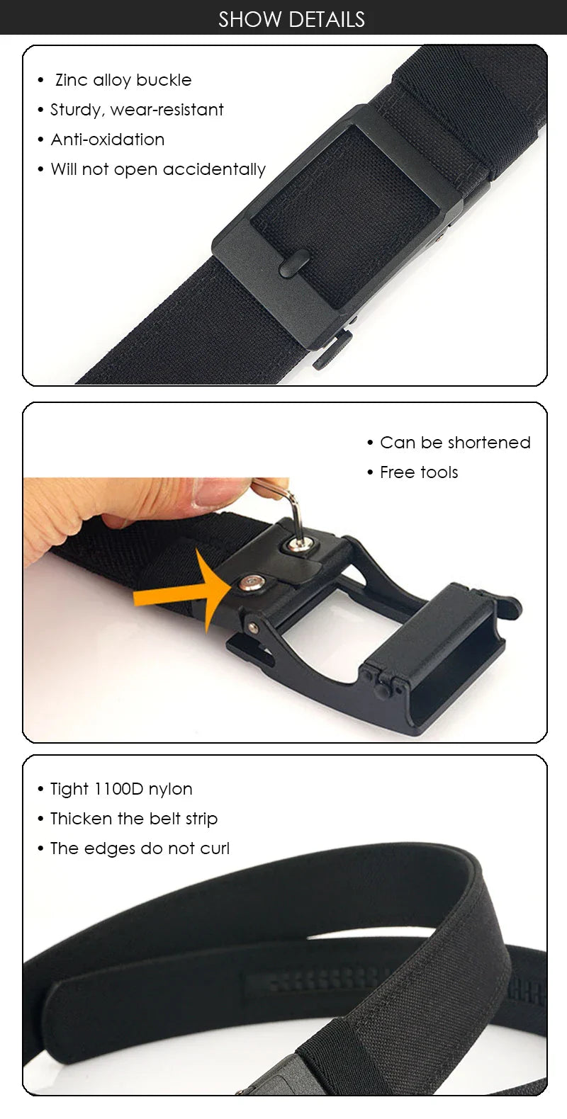 New Hard Tactical Belt for Men Metal Automatic Buckle IPSC Gun Belt 1100D Nylon Military Belt Outdoor Sports Girdle Male