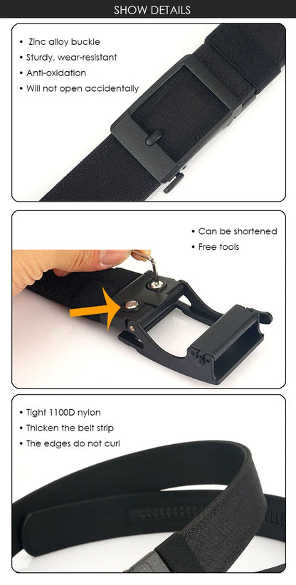 New Hard Tactical Belt for Men Metal Automatic Buckle IPSC Gun Belt 1100D Nylon Military Belt Outdoor Sports Girdle Male