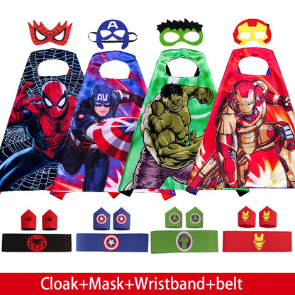 Spiderman Iron Man Children Cloak Cosplay Costume Masquerade Kids Mask Cape Thor Cape Birthday Party Gift