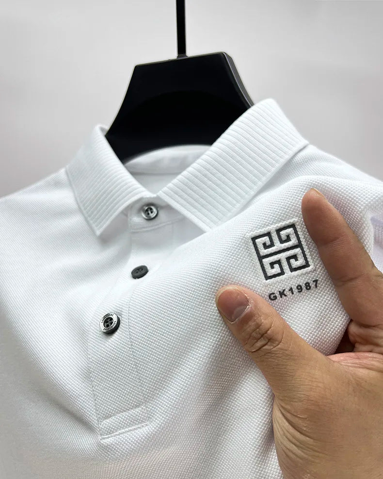 100% cotton breathable polo shirt short sleeve men's brand T-shirt 2023 summer high-end embroidery casual loose Paul shirt men's