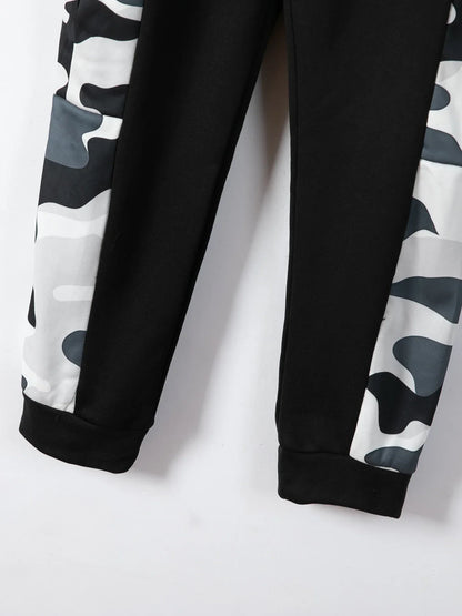 Men's Tracksuit Hoodie Sets Camouflage Hand  Hooded Leisure Suit Man Sweatshirt Pants Tactical Sweat Sports Suit