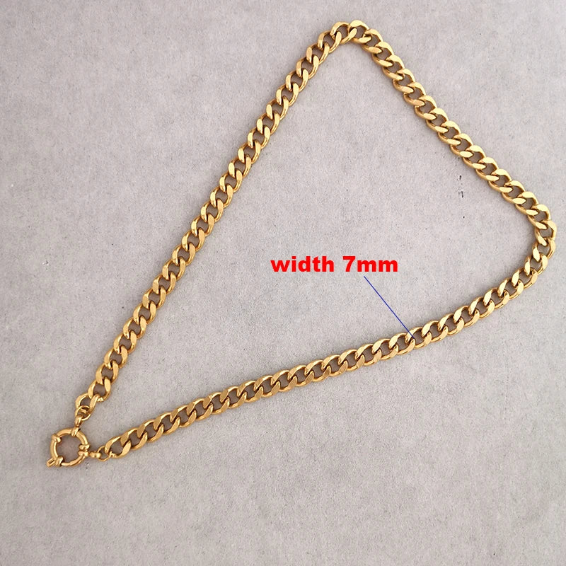 Spring Sailor Clasp Necklace Women Men Choker Stainless Steel Geometric Paperclip Link Chain Rolo PVD Gold Color Wholesale