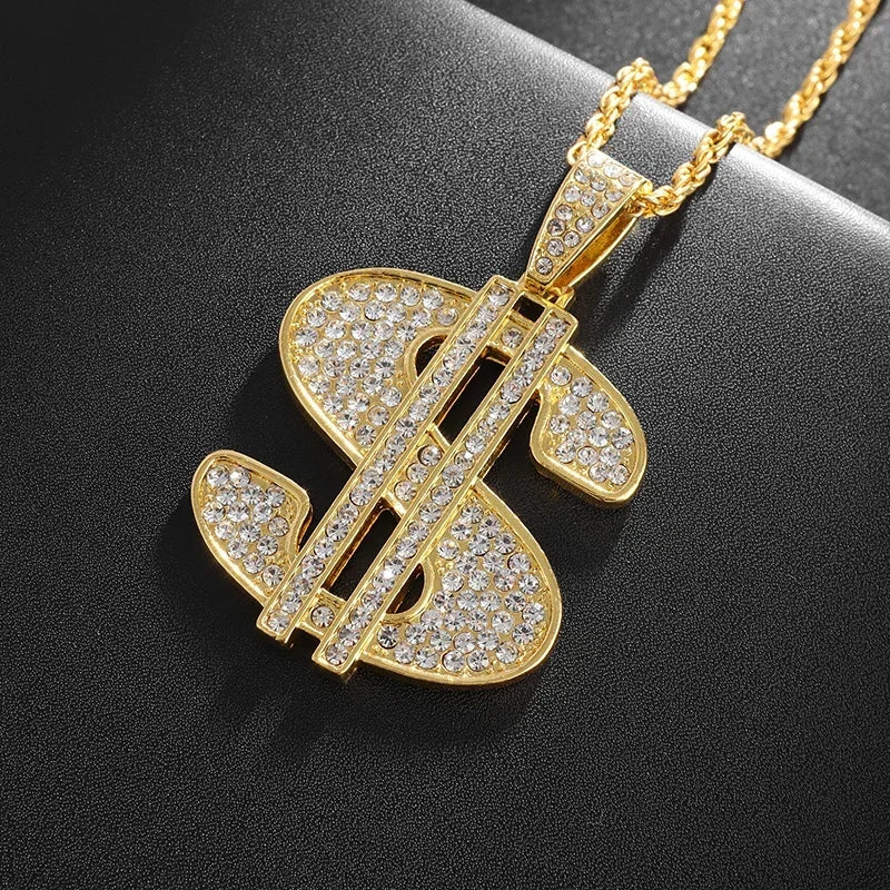 Stainless Steel 100 Dollar Bill Pendant Necklace for Men Women Fashion Lucky Wealth Jewelry Exquisite Gift