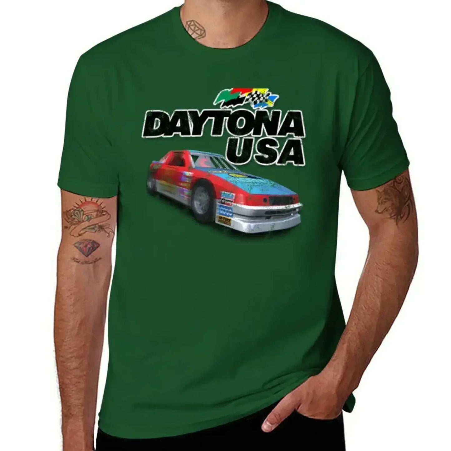 plus size tops man clothes custom t shirts design your own workout shirts for men Daytona USA Distressed Car Logo T-Shirt