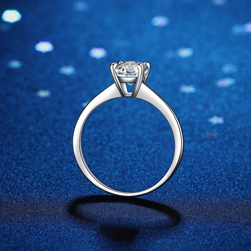 0.5ct 1ct 2ct D Color Moissanite Engagement Ring for Women S925 Sterling Silver Lab Diamond Promise Wedding Band Jewelry