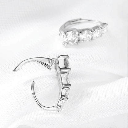 2.2CTTW Gradient Women Moissanite Hoop Earrings Hip-hop Sparkling Pure 925 Sterling Silver Plated 18k Girls Earrings