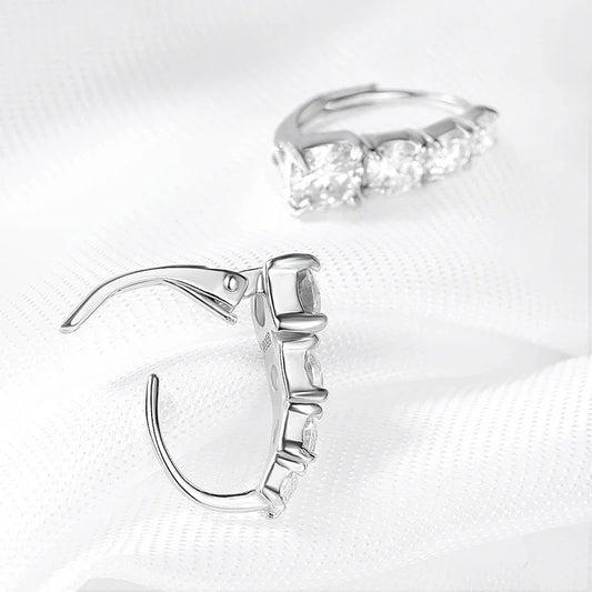 2.2CTTW Gradient Women Moissanite Hoop Earrings Hip-hop Sparkling Pure 925 Sterling Silver Plated 18k Girls Earrings