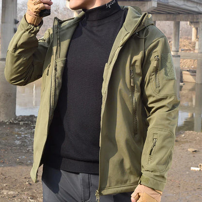Tactical Winter Set Men's Outdoor Windproof Waterproof Suit Multi-Pocket Soft Shell Hooded Jackets Sharkskin Work Pants