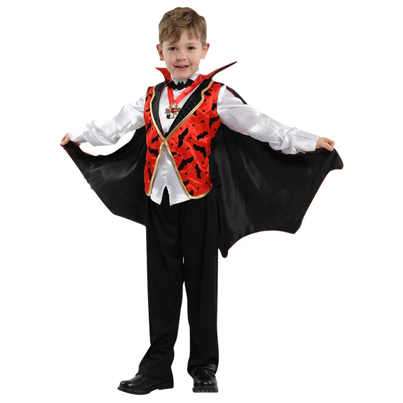 Halloween Vampire Cosplay Costume for Kids Carnival Party Dress Up Outfit Children Role Play Vampiran