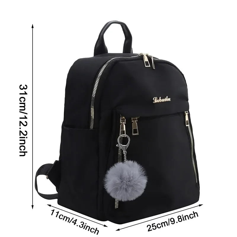 Simple Large Capacity Black Travel Backpack Women's Harajuku Style Student Backpack Unisex High Street Style Backpack
