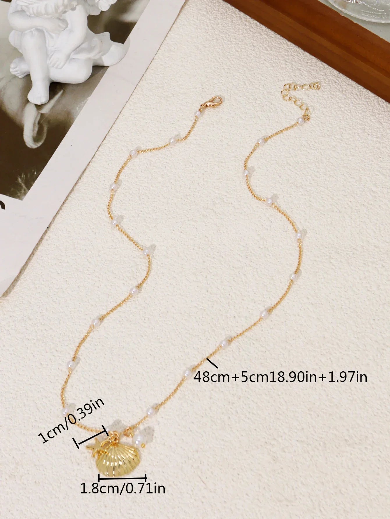 Vintage Shiny Shell Starfish Pendant Necklace for Women Simple Multilayer Thin Chain Choker Bridal Neck Jewelry