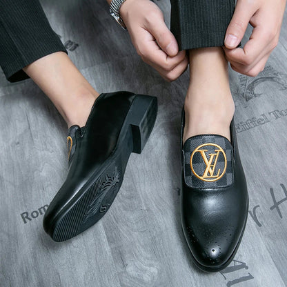 Men's Leather Casual Slip-On Shoes Business Dress All-Match Wedding Shock-Absorbing Wear-Resistant Footwear Size 38-48