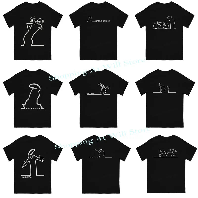men's and women's casual T-shirts La Linea The Line Osvaldo Cavandoli TV Round neck short sleeved T-shirt Street Clothing S-6XL