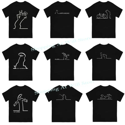 men's and women's casual T-shirts La Linea The Line Osvaldo Cavandoli TV Round neck short sleeved T-shirt Street Clothing S-6XL