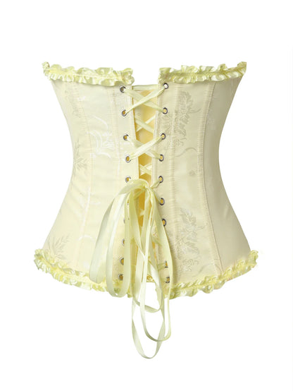 The pleated lace corset is suitable for ladies to wear over it as a court shaping top
