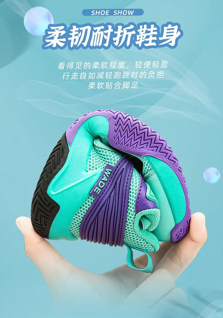 Children Basketball Shoes for Boys Girls Kids Teenagers Breathable Non-slip Lace Up Indoor Outdoor Training Sneakers Tennis Shoe