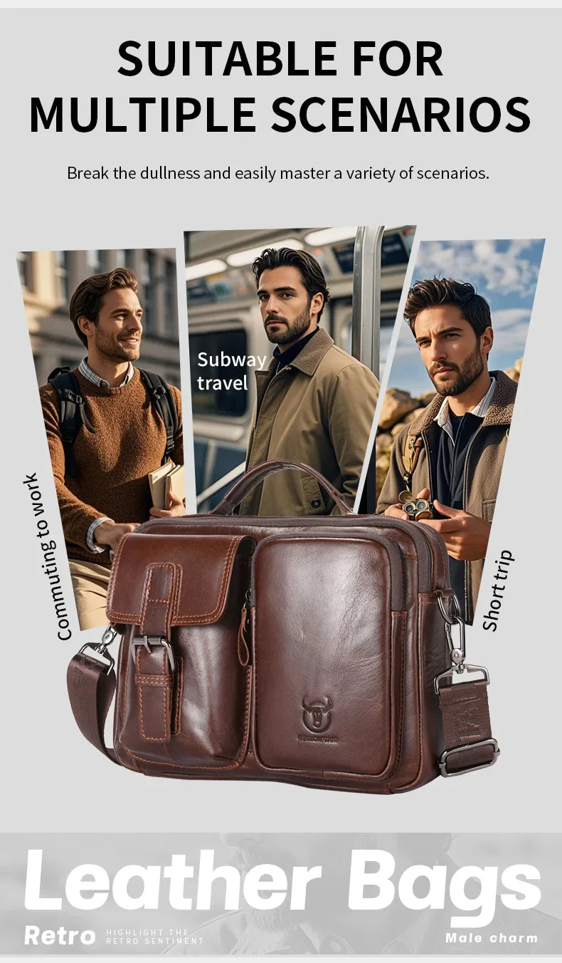 New Genuine Leather Men Crossbody Bag Male Briefcase Messenger Bag Casual Business Briefcase Style Men Shoulder Bag