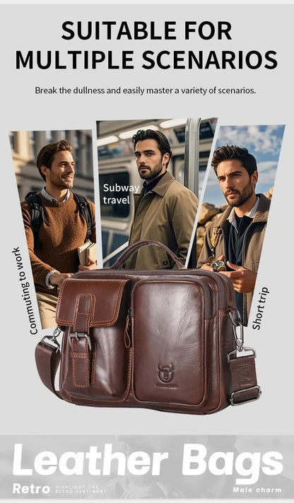 New Genuine Leather Men Crossbody Bag Male Briefcase Messenger Bag Casual Business Briefcase Style Men Shoulder Bag