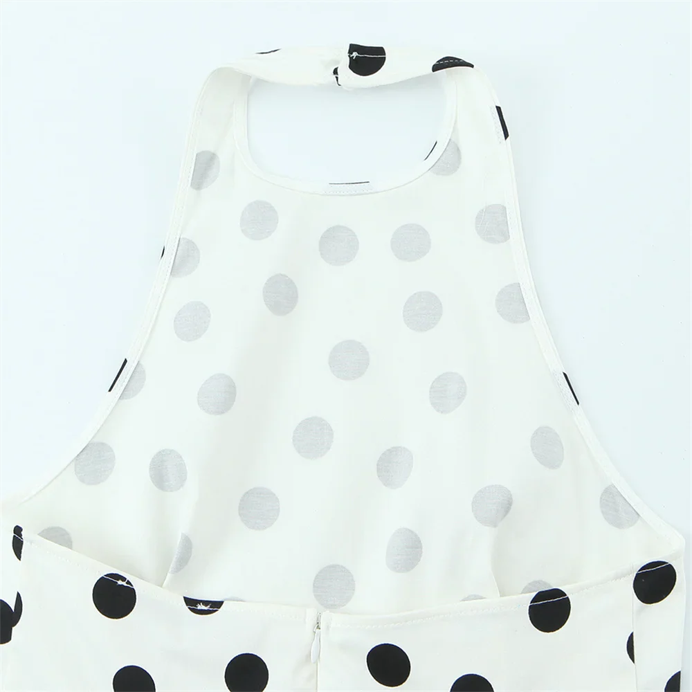 2026 new women's clothing sweet and fashionable hanging neck collar off shoulder polka dot balloon version vest top