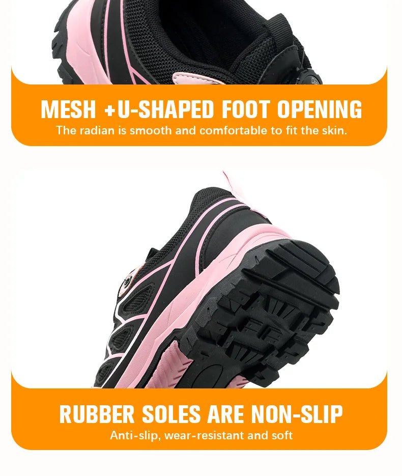 Rotating Button New Safety Shoes Women Anti-smash Anti-puncture Work Shoes Fashion Female Sport Shoes Security Protective Shoes