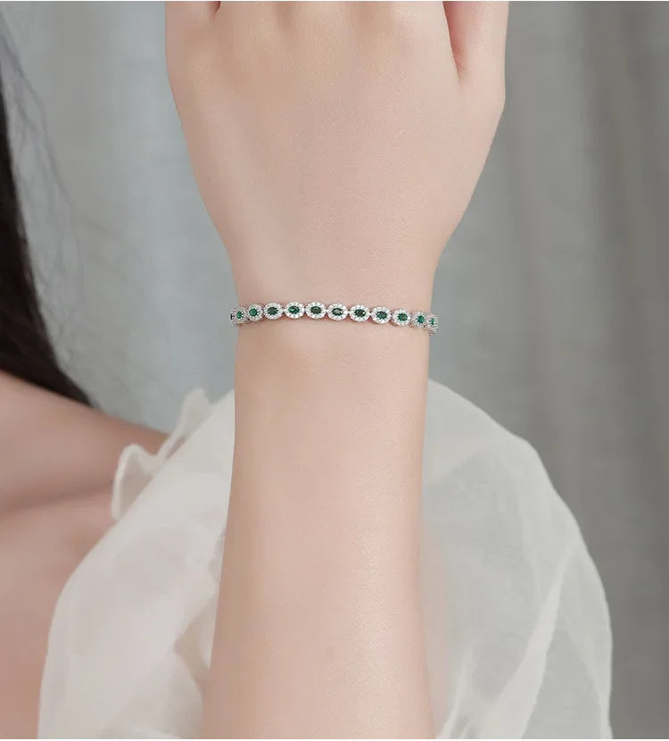 Real 18k White Gold Red Blue Green Moissanite Bracelet for Women Platinum Pt950 Single Row Diamond Simple and Versatile Gift