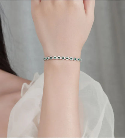 Real 18k White Gold Red Blue Green Moissanite Bracelet for Women Platinum Pt950 Single Row Diamond Simple and Versatile Gift