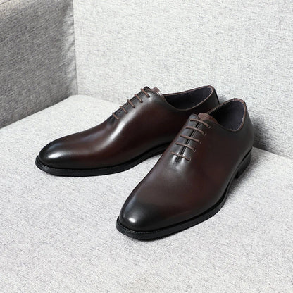 Classic Handmade Mens Dress Shoes Genuine Leather Whole Cut Round Toe Oxford Shoes Business Wedding Formal Suit Shoes Man