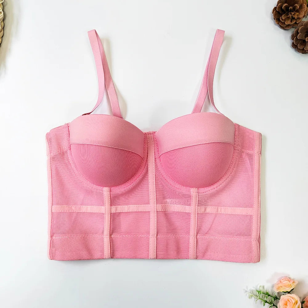 S M L XL 2XL 3XL Fashion Mesh Push Up Bralet Women's Corset Bustier Bra Night Club Party Sexy Cropped Top Vest fashion AW514