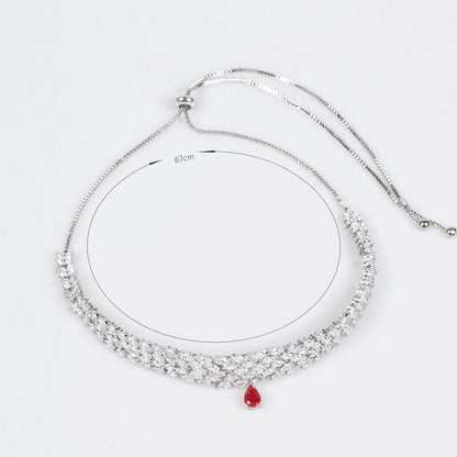 Luxury Necklace Pendant Water Drop Jewelry Necklace Earrings Graduation Dress Versatile Set Party Event Wedding S-589
