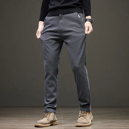 Business Straight Men's Pants Fashion Comfortable Brand Lyocell Soft Trousers Classic Simple Regular Solid Color Slim Pants