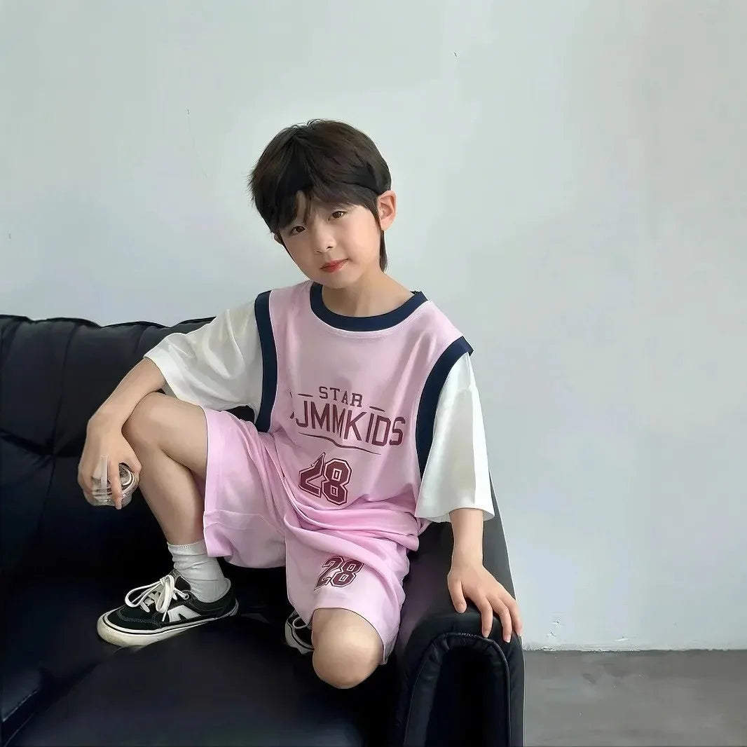 2pcs New Kids Short Sleeve Set Summer Short Sleeve Set 2025 Thin Children's Clothing Quick Dry Sports Suit