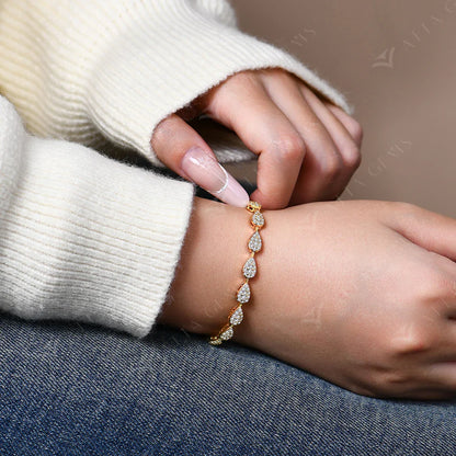 Luxury Moissanite Bracelet for Women Pear Shape Full D Color VVS1 Diamond S925 Silver White Gold Plated Wedding Jewelry