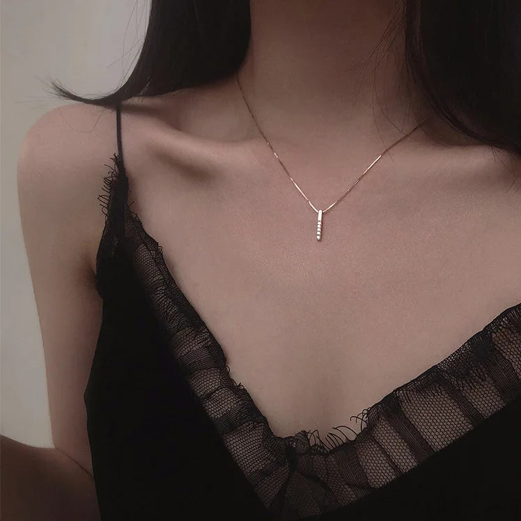 Heart Shape Pendant Necklaces Silver Color 5A Cubic Zirconia Minimalist Style Clavicle Chain Women And Girl Jewelry