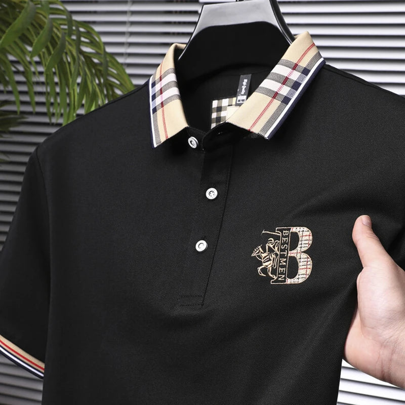 Luxury brand short sleeve men's polo shirt hot selling in summer classic embroidery high-end breathable cotton golf top T-shirt