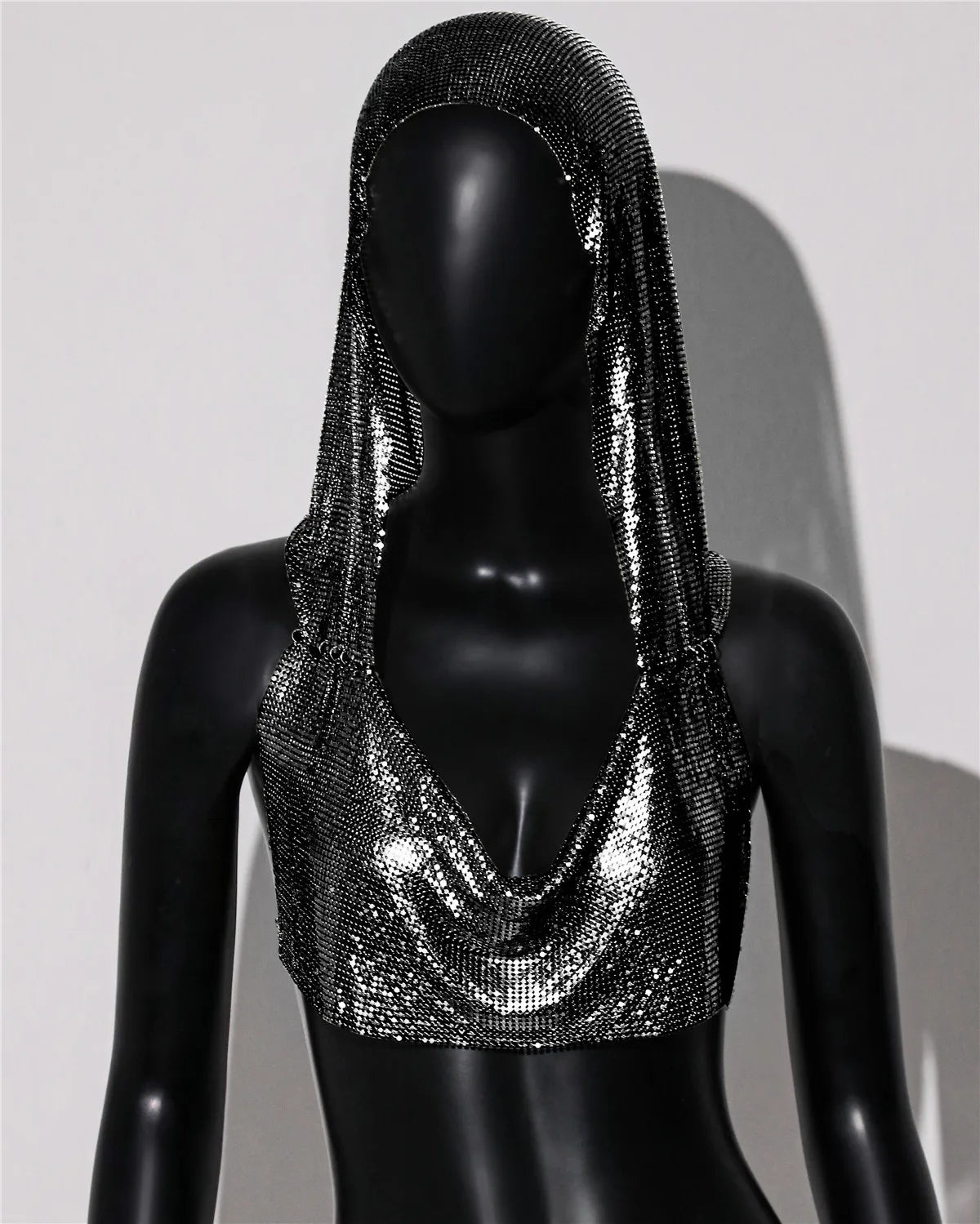 Y2K Streetwear Metal Sequins Women Tank Top Punk Goth Hip Hop Bandana Head Wraps Vest Rave Festival Women Tops Tee For Nightclub