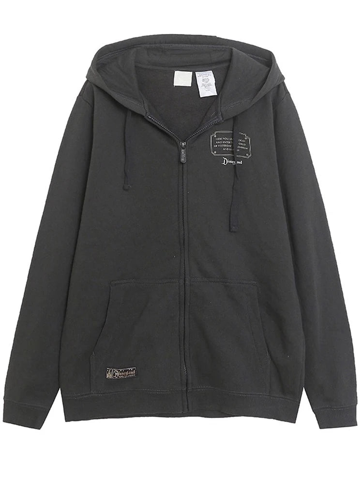 Mickey Mouse Castle Cartoon Print Fleece Sweatshirt Fashion Unisex Women Hooded Zip Up Jacket Jumper Tops