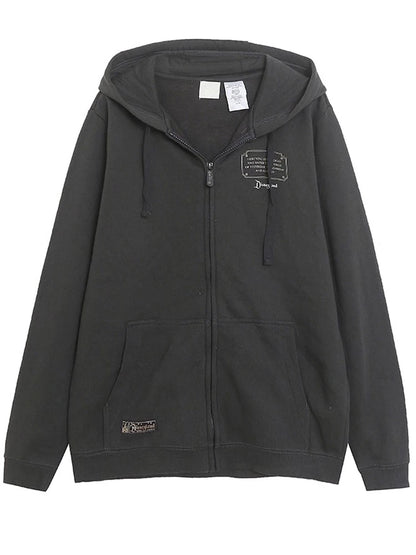 Mickey Mouse Castle Cartoon Print Fleece Sweatshirt Fashion Unisex Women Hooded Zip Up Jacket Jumper Tops