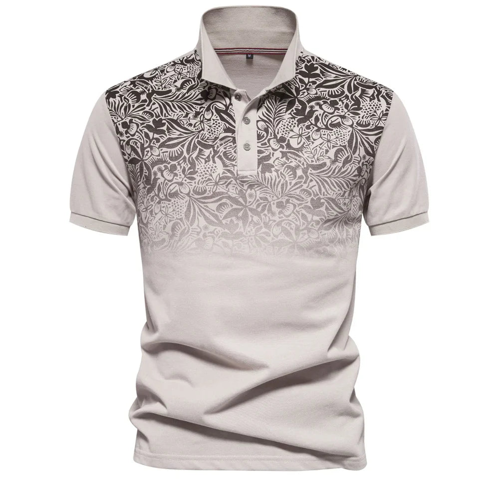 New Design Gradient Printed Cotton Blend Polo Shirts for Men Short Sleeve Summer Fashion Mens Polos