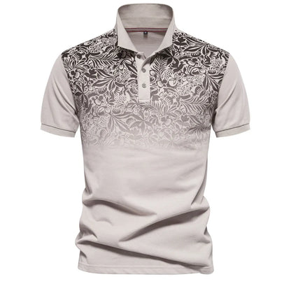 New Design Gradient Printed Cotton Blend Polo Shirts for Men Short Sleeve Summer Fashion Mens Polos