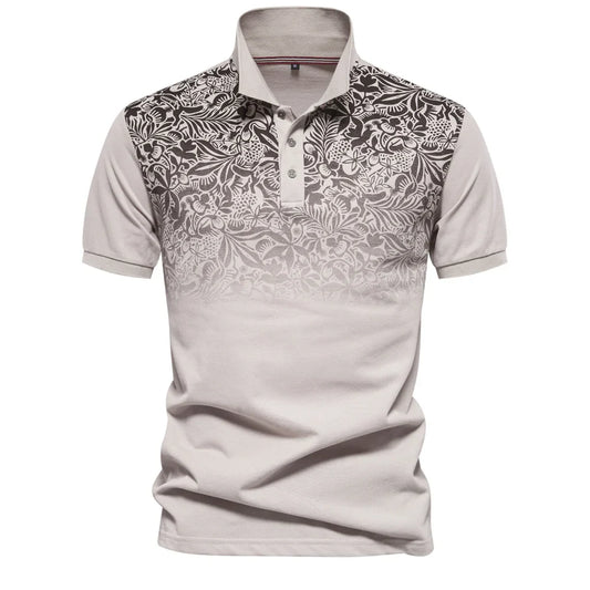 New Design Gradient Printed Cotton Blend Polo Shirts for Men Short Sleeve Summer Fashion Mens Polos