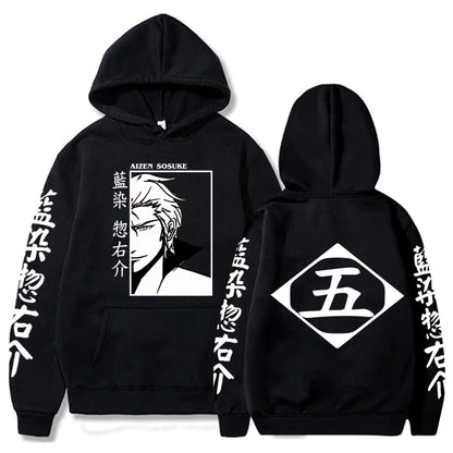 Japan Anime Bleach Aizen Sosuke Cosplay Hoodies Pullovers Tops Man Long Sleeve Clothes