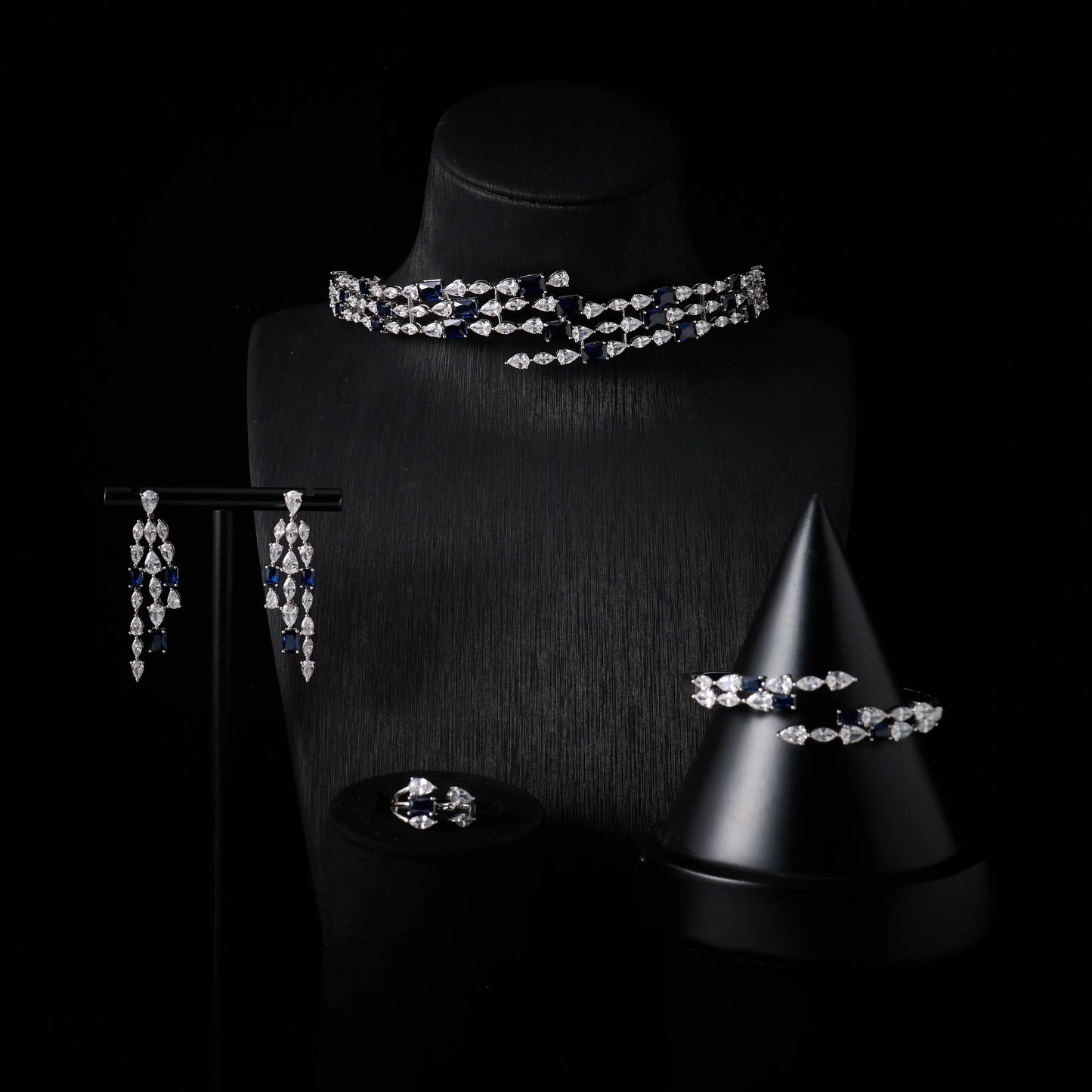 Choker Necklace Sets for Women Cubic Zirconia Choker Jewellery Set Dubai Saudi Party Engagement Accessory Bridal