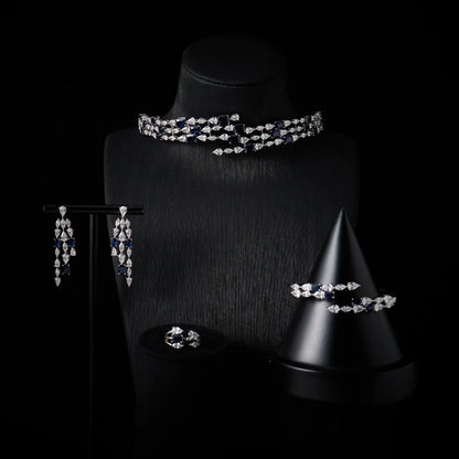 Choker Necklace Sets for Women Cubic Zirconia Choker Jewellery Set Dubai Saudi Party Engagement Accessory Bridal