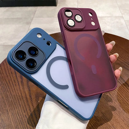 Luxury Matte Magsafe Magnetic With Lens film Phone Case For iPhone 17 17Air 17 Pro 17ProMax Hard PC Bumper Cover