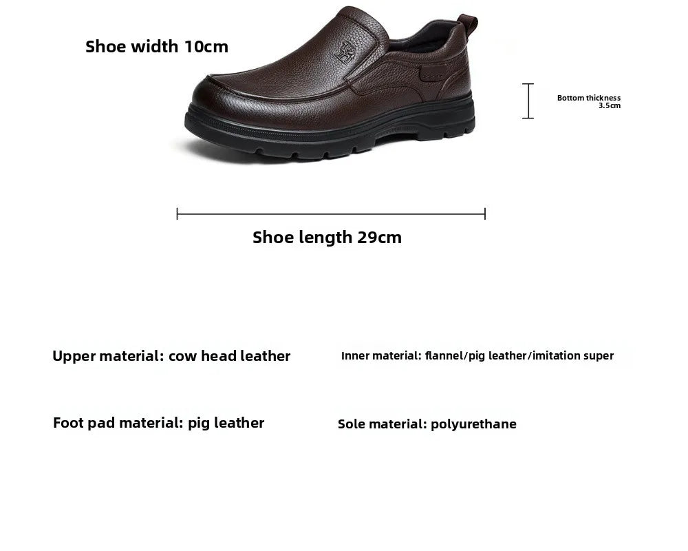 Golden Camel Men's Shoes 2026 New Business Casual Soft Sole Leather Shoes Brand Design Soft Soles Non-slip Velvet Warm Loafers