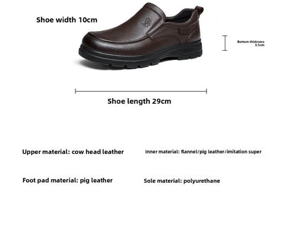 Golden Camel Men's Shoes 2026 New Business Casual Soft Sole Leather Shoes Brand Design Soft Soles Non-slip Velvet Warm Loafers