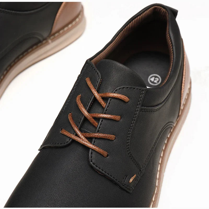 Shoes For Men Spring/Summer Pu Leather Breathable Casual Shoes Lace up Office Style Business Men's Sneaker