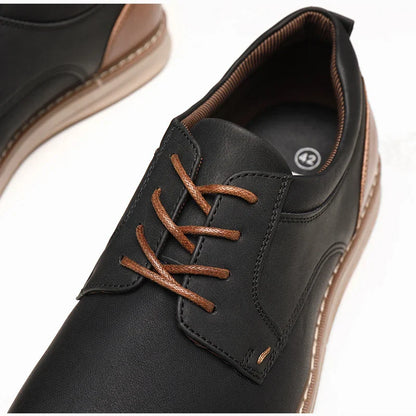 Shoes For Men Spring/Summer Pu Leather Breathable Casual Shoes Lace up Office Style Business Men's Sneaker