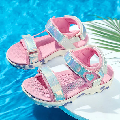 Princess Girls' LED Sandals Children's Toddler Sports Beach Pink blue Girls' Soft Shining Shoes Outdoor Soft  Anti-Slip LED Shoe