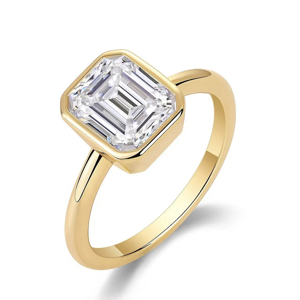 GRA Certified 2CT Emerald Moissanite Rings for Women 18k White Gold Jewelry Sterling Silver s925 Wedding Diamond Ring
